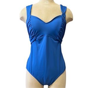 Swimsuits for All Blue One Piece Wrap 12